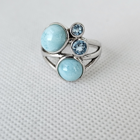Natural Larimar & Sterling Silver Ring Size 10! NEW - Picture 8 of 9